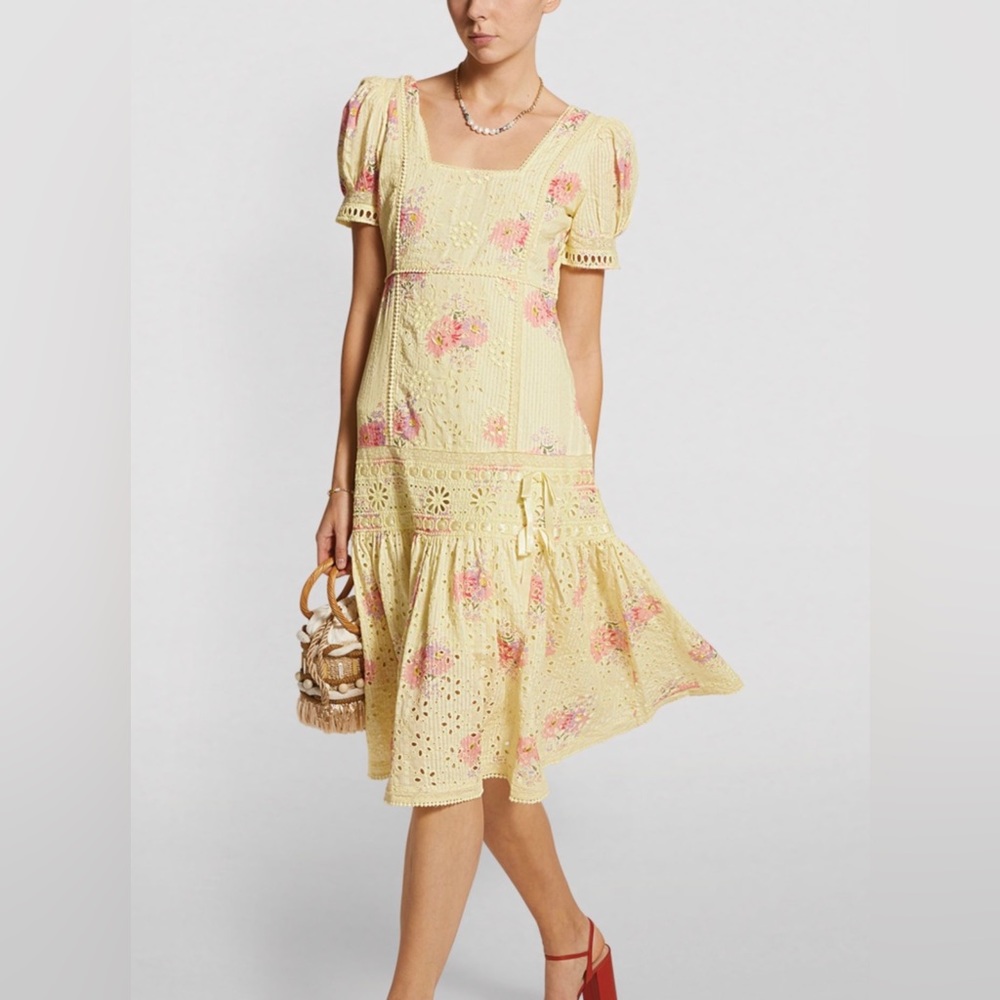 LoveShackFancy Reggie Yellow Floral Dress - Picture 2 of 11